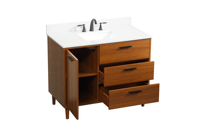 Elegant Furniture & Lighting - Baldwin 42 inch bathroom vanity in Teak with backsplash - VF47042MTK-BS veiw 16