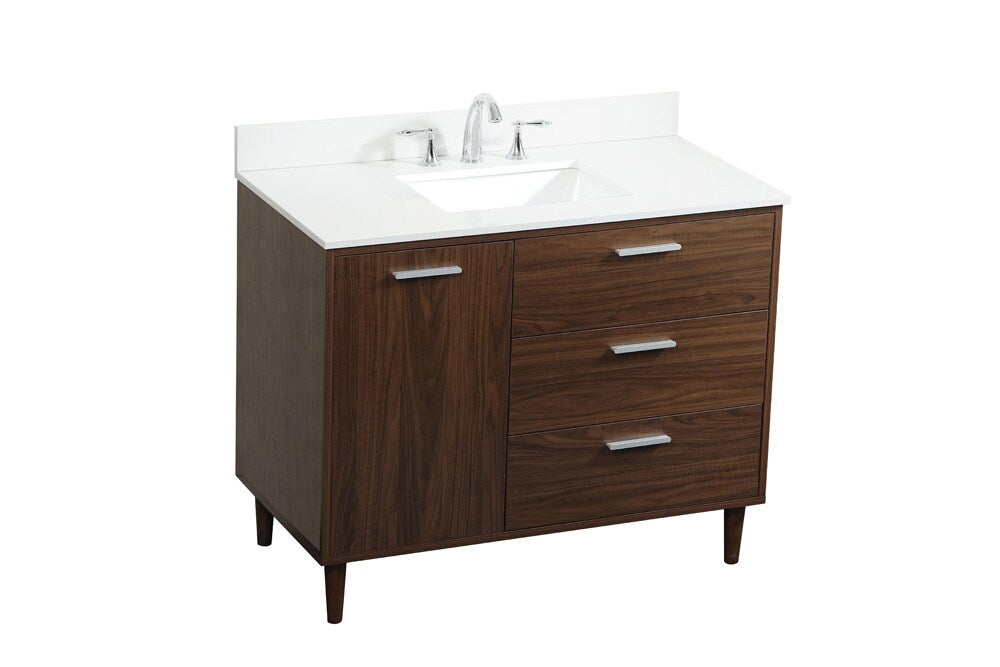 Elegant Furniture & Lighting - Baldwin 42 inch bathroom vanity in Walnut with backsplash - VF47042MWT-BS veiw 1