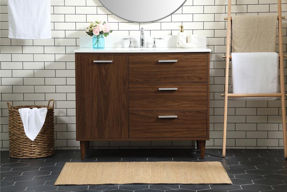 Elegant Furniture & Lighting - Baldwin 42 inch bathroom vanity in Walnut with backsplash - VF47042MWT-BS veiw 2