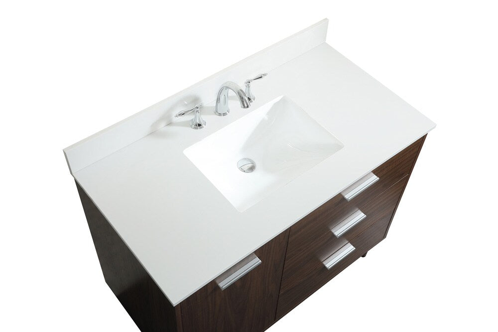 Elegant Furniture & Lighting - Baldwin 42 inch bathroom vanity in Walnut with backsplash - VF47042MWT-BS veiw 3