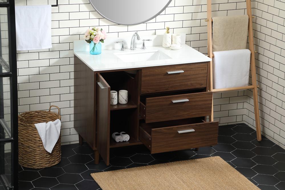 Elegant Furniture & Lighting - Baldwin 42 inch bathroom vanity in Walnut with backsplash - VF47042MWT-BS veiw 10