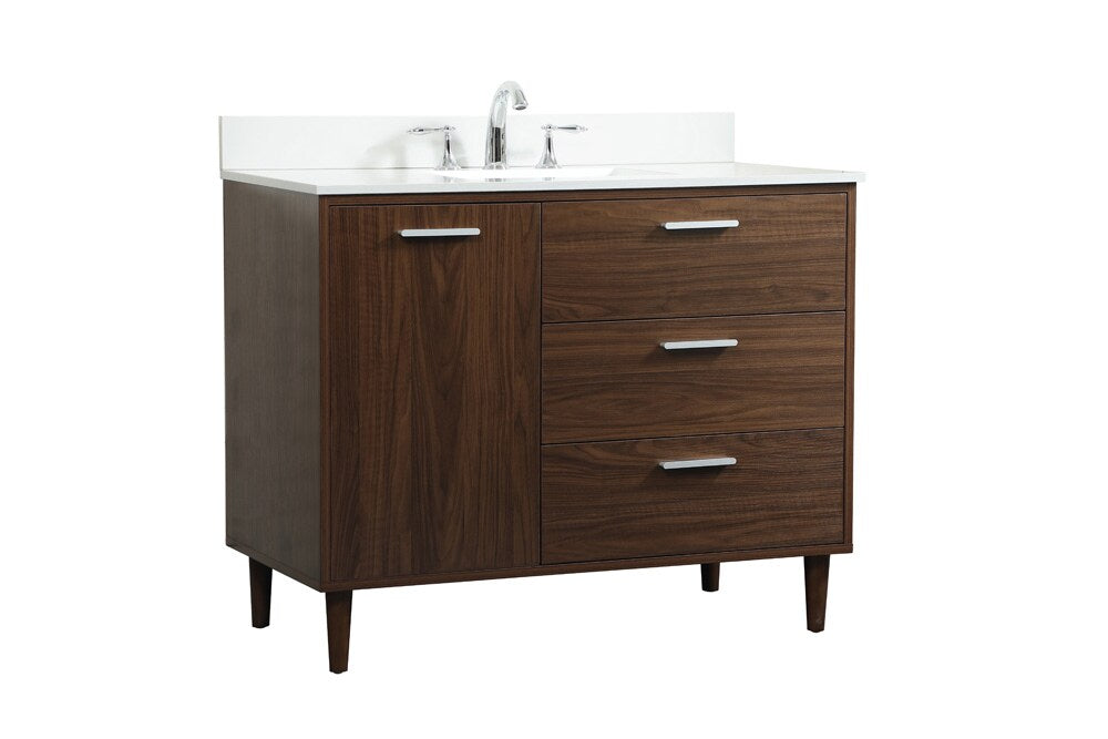 Elegant Furniture & Lighting - Baldwin 42 inch bathroom vanity in Walnut with backsplash - VF47042MWT-BS veiw 14
