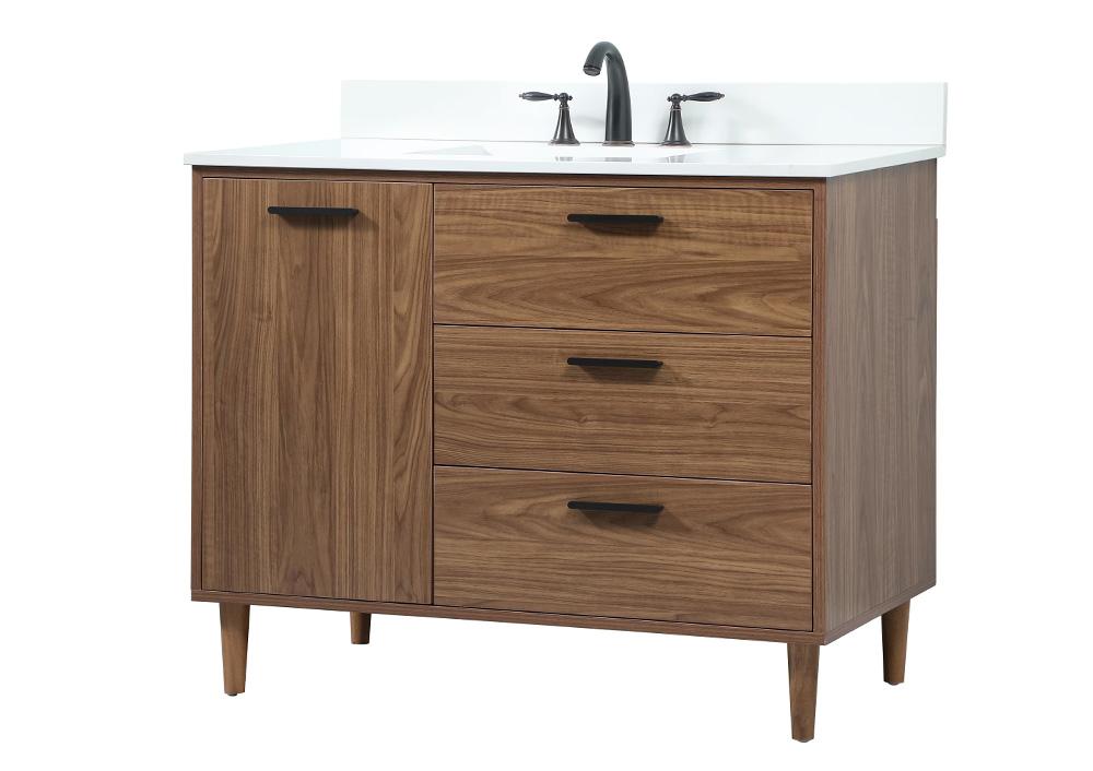 Elegant Furniture & Lighting - Baldwin 42 inch Single bathroom vanity in walnut brown with backsplash - VF47042WB-BS veiw 1