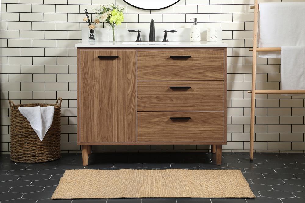 Elegant Furniture & Lighting - Baldwin 42 inch Single bathroom vanity in walnut brown with backsplash - VF47042WB-BS veiw 2