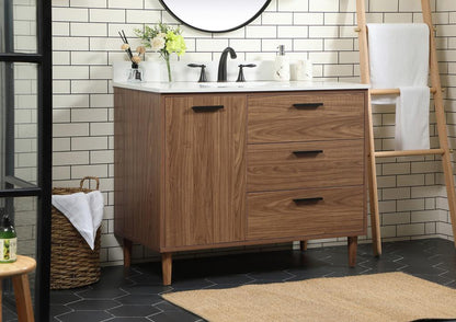 Elegant Furniture & Lighting - Baldwin 42 inch Single bathroom vanity in walnut brown with backsplash - VF47042WB-BS veiw 3