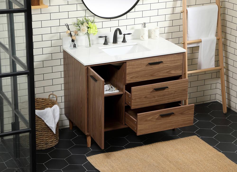 Elegant Furniture & Lighting - Baldwin 42 inch Single bathroom vanity in walnut brown with backsplash - VF47042WB-BS veiw 4