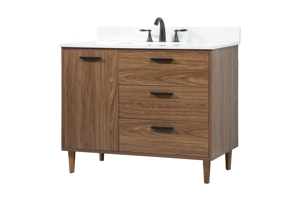 Elegant Furniture & Lighting - Baldwin 42 inch Single bathroom vanity in walnut brown with backsplash - VF47042WB-BS veiw 8