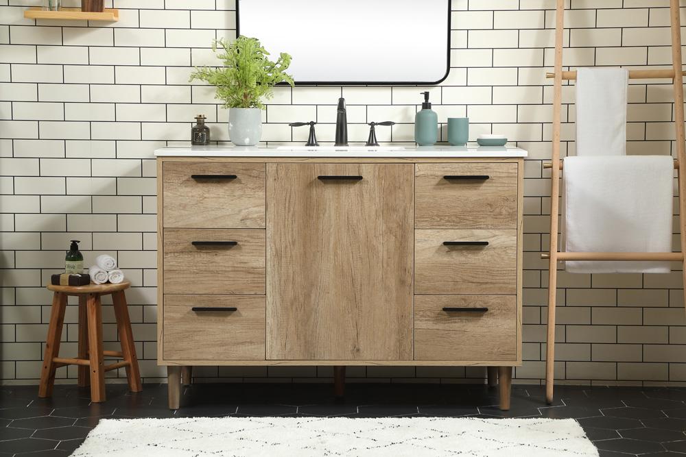 Elegant Furniture & Lighting - Baldwin 48 inch Single bathroom vanity in natural oak - VF47048NT veiw 2