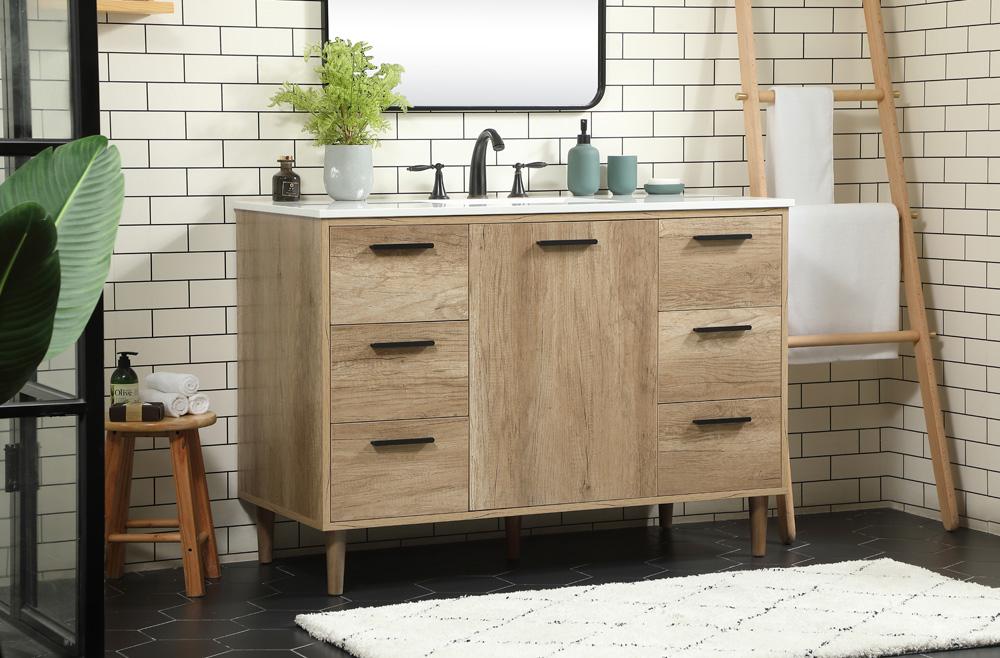 Elegant Furniture & Lighting - Baldwin 48 inch Single bathroom vanity in natural oak - VF47048NT veiw 3