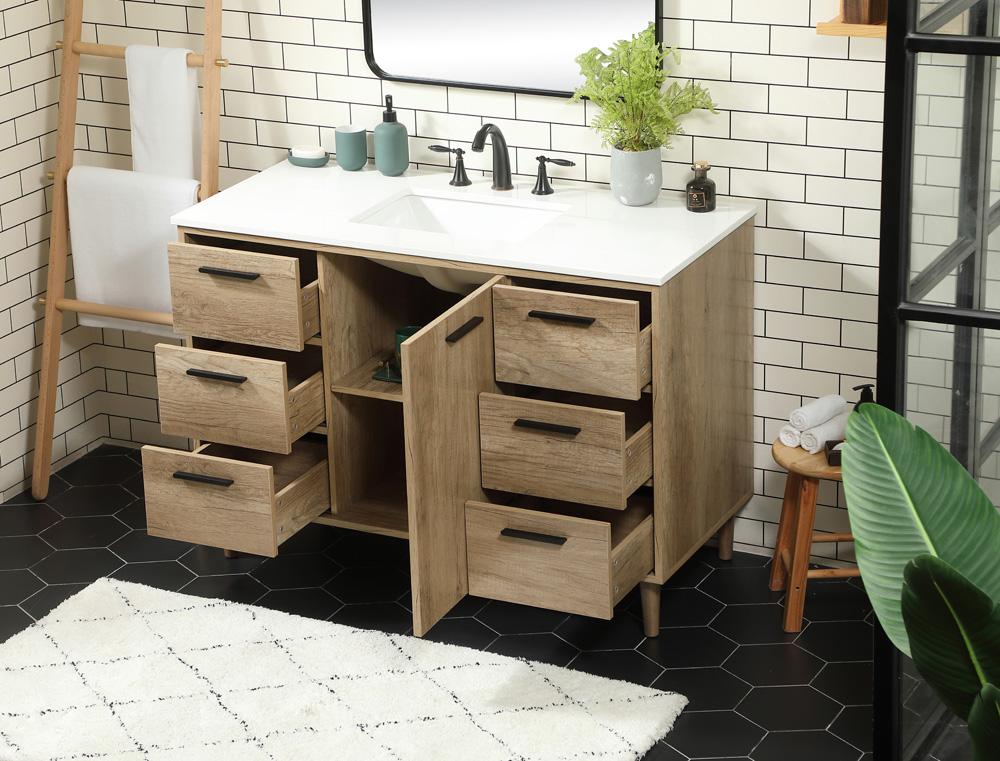 Elegant Furniture & Lighting - Baldwin 48 inch Single bathroom vanity in natural oak - VF47048NT veiw 4