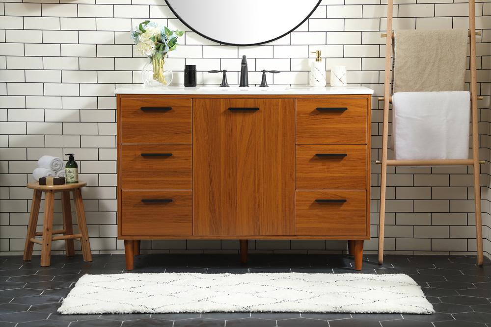 Elegant Furniture & Lighting - Baldwin 48 inch bathroom vanity in Teak - VF47048MTK veiw 2