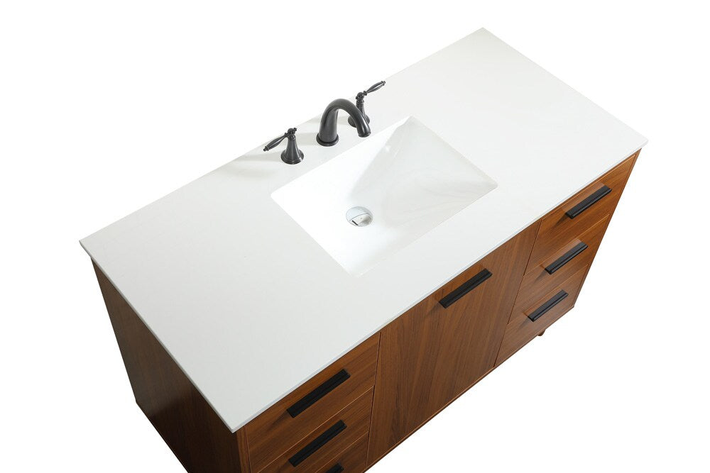 Elegant Furniture & Lighting - Baldwin 48 inch bathroom vanity in Teak - VF47048MTK veiw 3