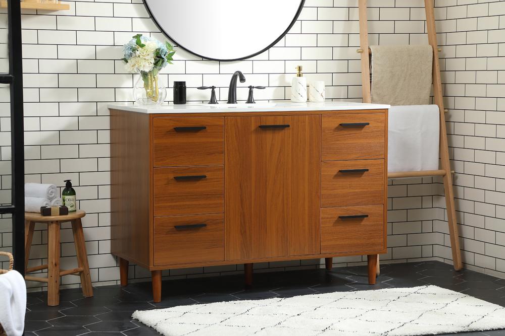 Elegant Furniture & Lighting - Baldwin 48 inch bathroom vanity in Teak - VF47048MTK veiw 9