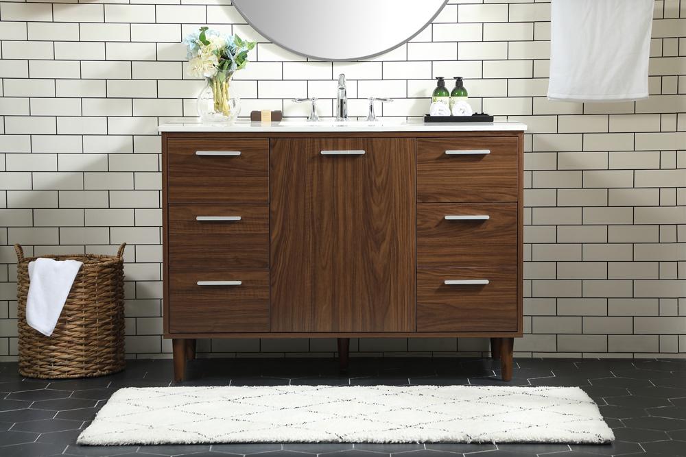 Elegant Furniture & Lighting - Baldwin 48 inch bathroom vanity in Walnut - VF47048MWT veiw 2