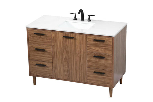 Elegant Furniture & Lighting - Baldwin 48 inch Single bathroom vanity in walnut brown - VF47048WB veiw 1