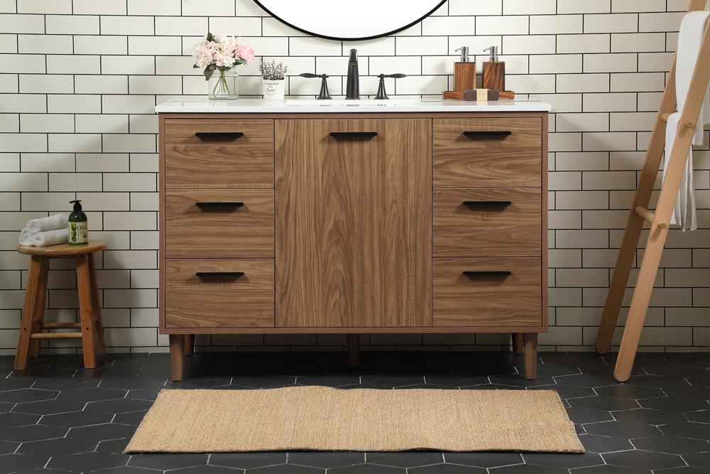 Elegant Furniture & Lighting - Baldwin 48 inch Single bathroom vanity in walnut brown - VF47048WB veiw 2