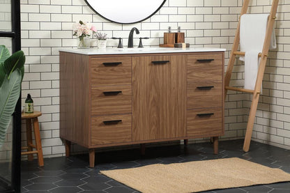 Elegant Furniture & Lighting - Baldwin 48 inch Single bathroom vanity in walnut brown - VF47048WB veiw 3