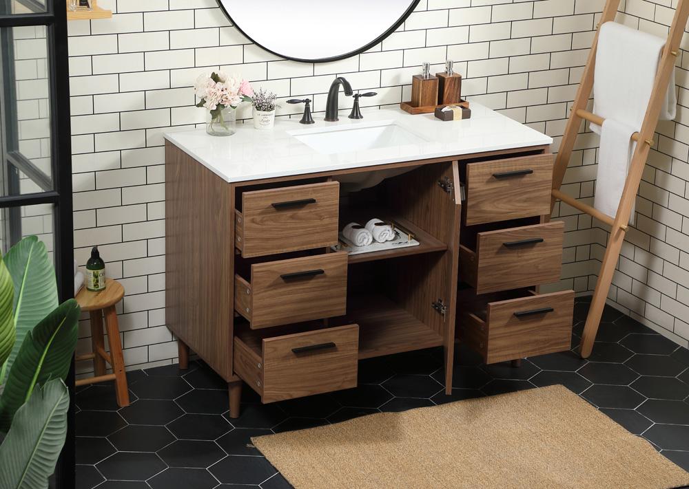 Elegant Furniture & Lighting - Baldwin 48 inch Single bathroom vanity in walnut brown - VF47048WB veiw 4