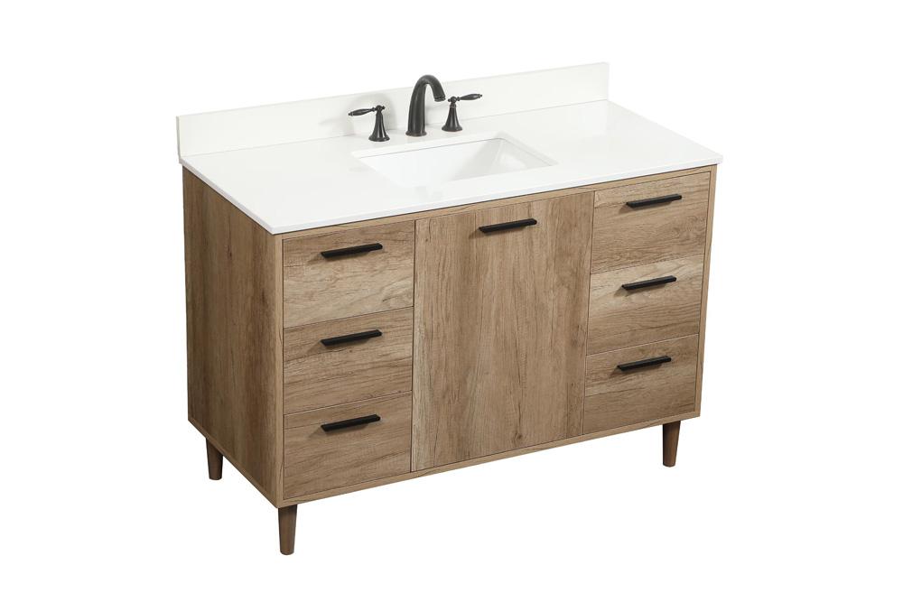 Elegant Furniture & Lighting - Baldwin 48 inch Single bathroom vanity in natural oak with backsplash - VF47048NT-BS veiw 1