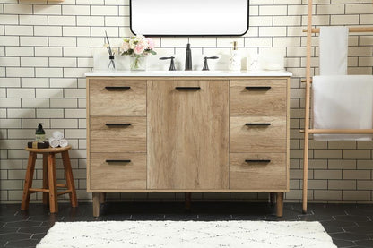 Elegant Furniture & Lighting - Baldwin 48 inch Single bathroom vanity in natural oak with backsplash - VF47048NT-BS veiw 2