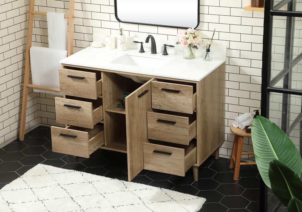 Elegant Furniture & Lighting - Baldwin 48 inch Single bathroom vanity in natural oak with backsplash - VF47048NT-BS veiw 4