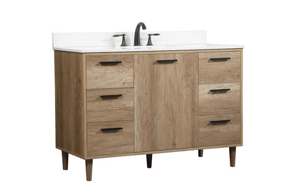 Elegant Furniture & Lighting - Baldwin 48 inch Single bathroom vanity in natural oak with backsplash - VF47048NT-BS veiw 8