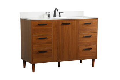 Elegant Furniture & Lighting - Baldwin 48 inch bathroom vanity in Teak with backsplash - VF47048MTK-BS veiw 1
