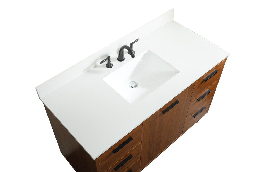Elegant Furniture & Lighting - Baldwin 48 inch bathroom vanity in Teak with backsplash - VF47048MTK-BS veiw 3