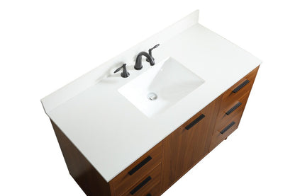 Elegant Furniture & Lighting - Baldwin 48 inch bathroom vanity in Teak with backsplash - VF47048MTK-BS veiw 3
