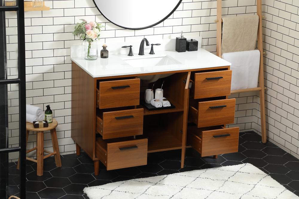 Elegant Furniture & Lighting - Baldwin 48 inch bathroom vanity in Teak with backsplash - VF47048MTK-BS veiw 10