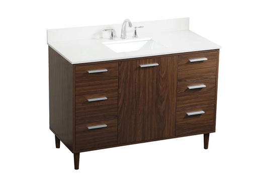 Elegant Furniture & Lighting - Baldwin 48 inch bathroom vanity in Walnut with backsplash - VF47048MWT-BS veiw 1