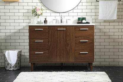 Elegant Furniture & Lighting - Baldwin 48 inch bathroom vanity in Walnut with backsplash - VF47048MWT-BS veiw 2