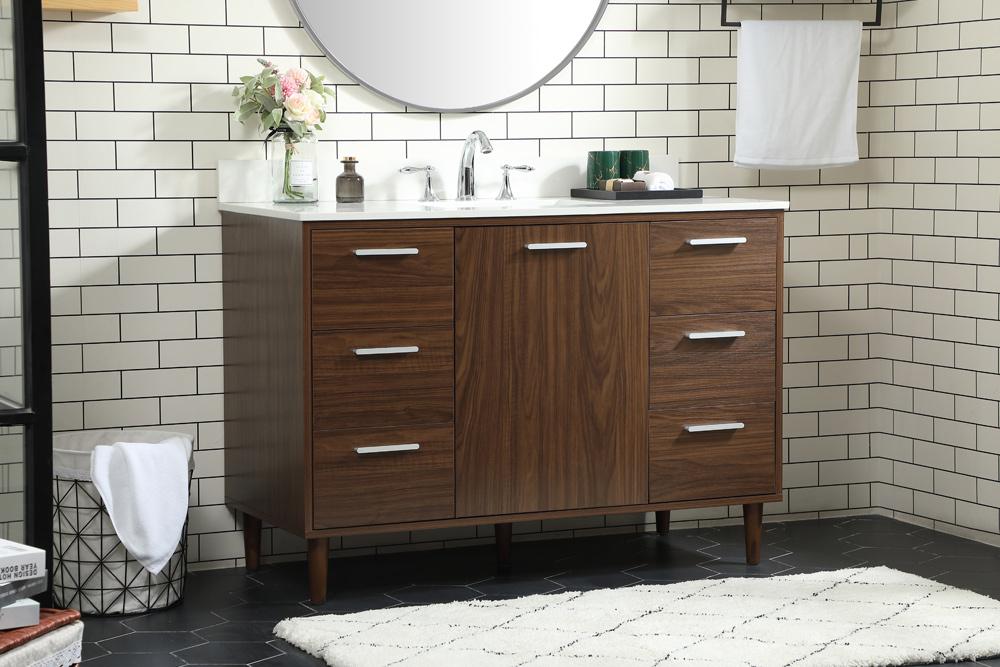 Elegant Furniture & Lighting - Baldwin 48 inch bathroom vanity in Walnut with backsplash - VF47048MWT-BS veiw 9