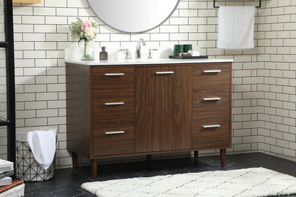 Elegant Furniture & Lighting - Baldwin 48 inch bathroom vanity in Walnut with backsplash - VF47048MWT-BS veiw 9