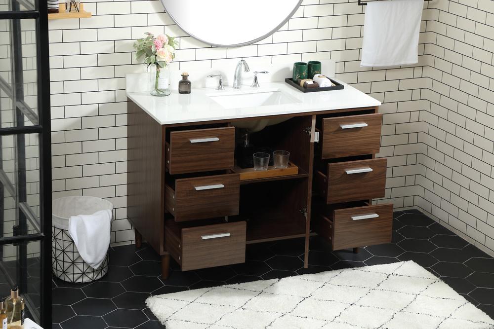 Elegant Furniture & Lighting - Baldwin 48 inch bathroom vanity in Walnut with backsplash - VF47048MWT-BS veiw 10