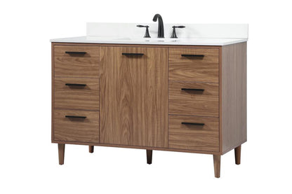 Elegant Furniture & Lighting - Baldwin 48 inch Single bathroom vanity in walnut brown with backsplash - VF47048WB-BS veiw 1