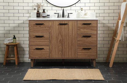 Elegant Furniture & Lighting - Baldwin 48 inch Single bathroom vanity in walnut brown with backsplash - VF47048WB-BS veiw 2
