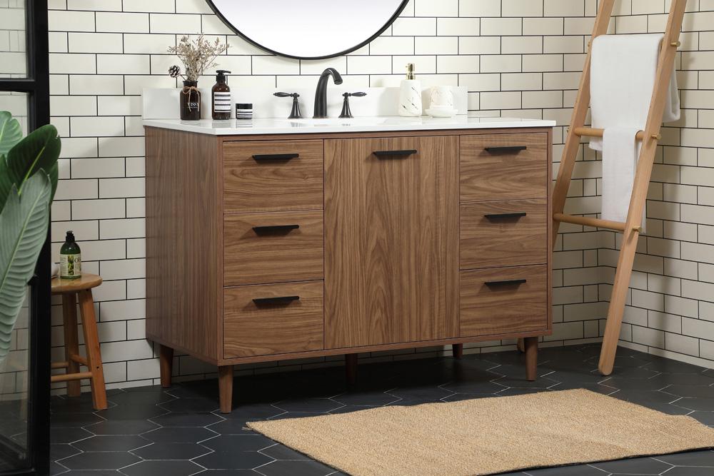 Elegant Furniture & Lighting - Baldwin 48 inch Single bathroom vanity in walnut brown with backsplash - VF47048WB-BS veiw 3