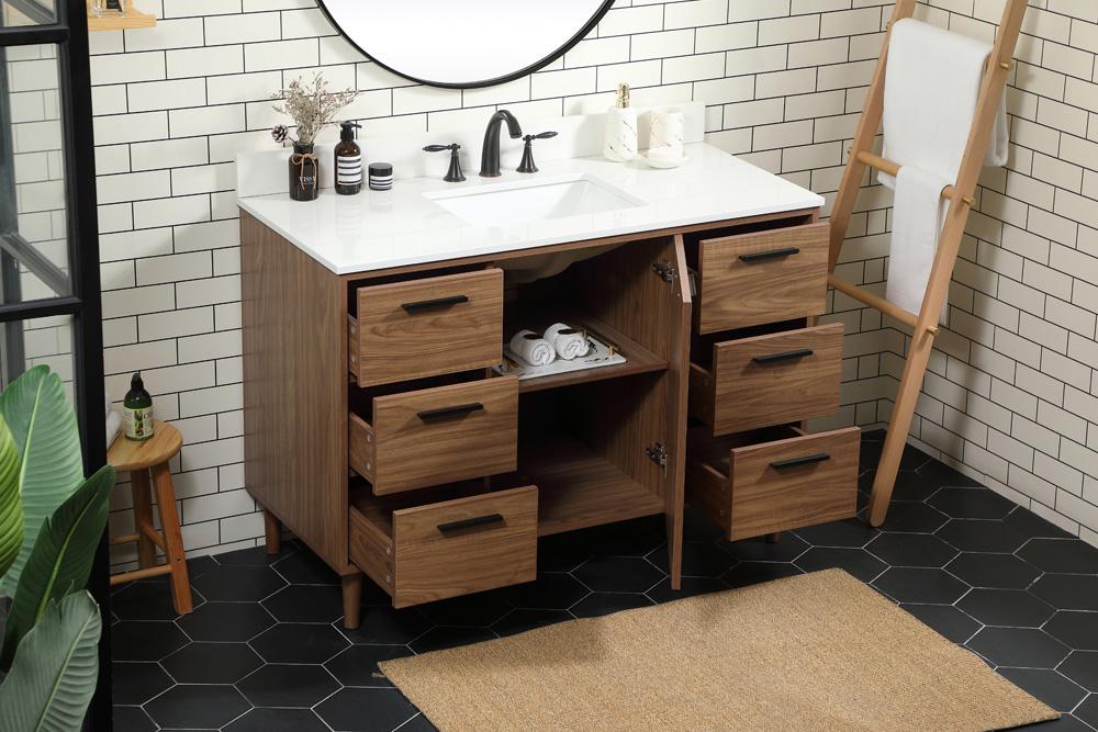 Elegant Furniture & Lighting - Baldwin 48 inch Single bathroom vanity in walnut brown with backsplash - VF47048WB-BS veiw 4