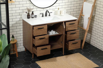 Elegant Furniture & Lighting - Baldwin 48 inch Single bathroom vanity in walnut brown with backsplash - VF47048WB-BS veiw 4