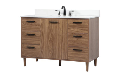 Elegant Furniture & Lighting - Baldwin 48 inch Single bathroom vanity in walnut brown with backsplash - VF47048WB-BS veiw 8