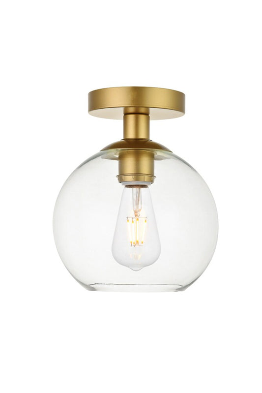 Elegant Furniture & Lighting - Baxter 1 Light Brass Flush Mount With Clear Glass - LD2204BR veiw 1