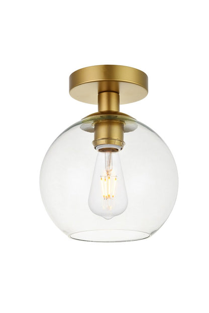 Elegant Furniture & Lighting - Baxter 1 Light Brass Flush Mount With Clear Glass - LD2204BR veiw 3