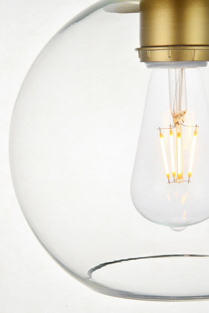 Elegant Furniture & Lighting - Baxter 1 Light Brass Flush Mount With Clear Glass - LD2204BR veiw 4