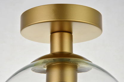 Elegant Furniture & Lighting - Baxter 1 Light Brass Flush Mount With Clear Glass - LD2204BR veiw 6