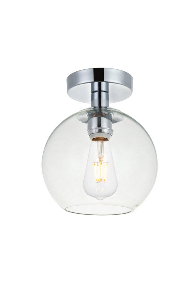 Elegant Furniture & Lighting - Baxter 1 Light Chrome Flush Mount With Clear Glass - LD2204C veiw 3