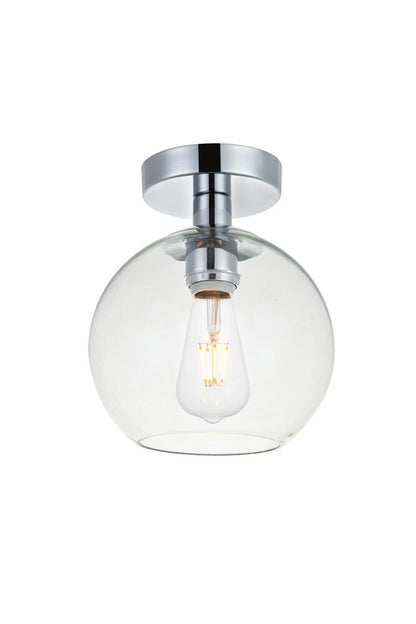Elegant Furniture & Lighting - Baxter 1 Light Chrome Flush Mount With Clear Glass - LD2204C veiw 3
