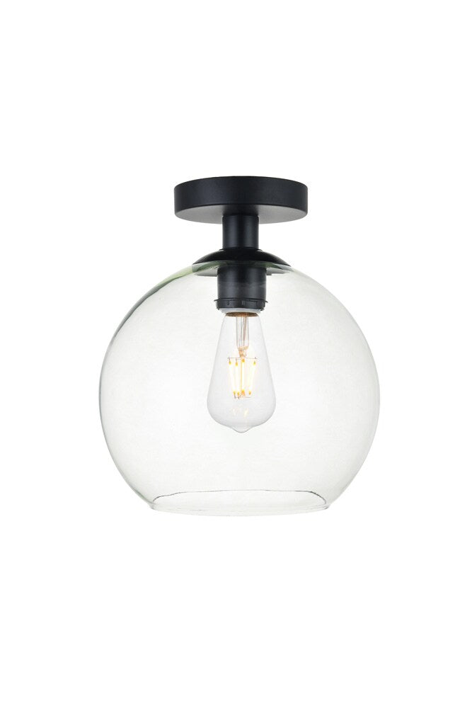 Elegant Furniture & Lighting - Baxter 1 Light Black Flush Mount With Clear Glass - LD2210BK veiw 1