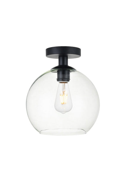 Elegant Furniture & Lighting - Baxter 1 Light Black Flush Mount With Clear Glass - LD2210BK veiw 1