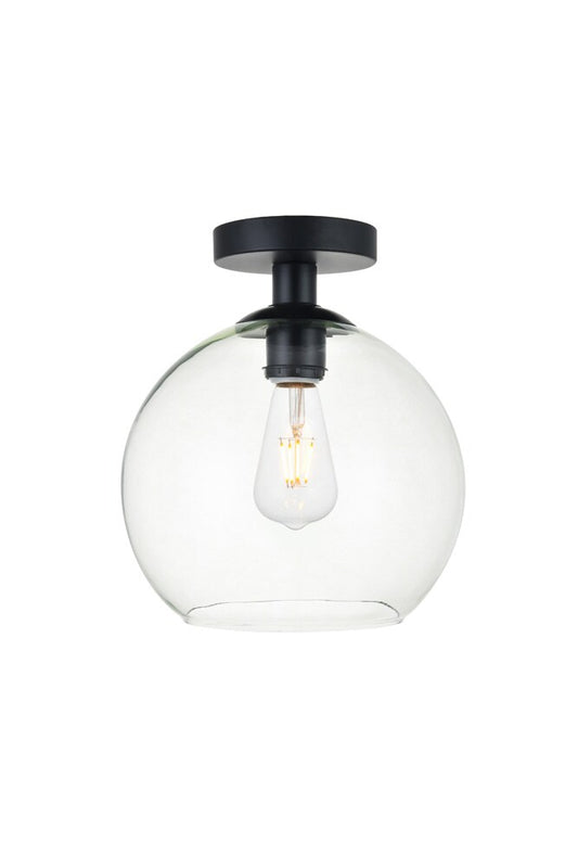 Elegant Furniture & Lighting - Baxter 1 Light Black Flush Mount With Clear Glass - LD2210BK veiw 1